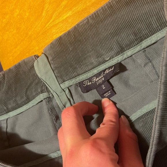 J Crew Teal Velvet Corduroy Pencil Jean Skirt Size 2 - Picture 12 of 13